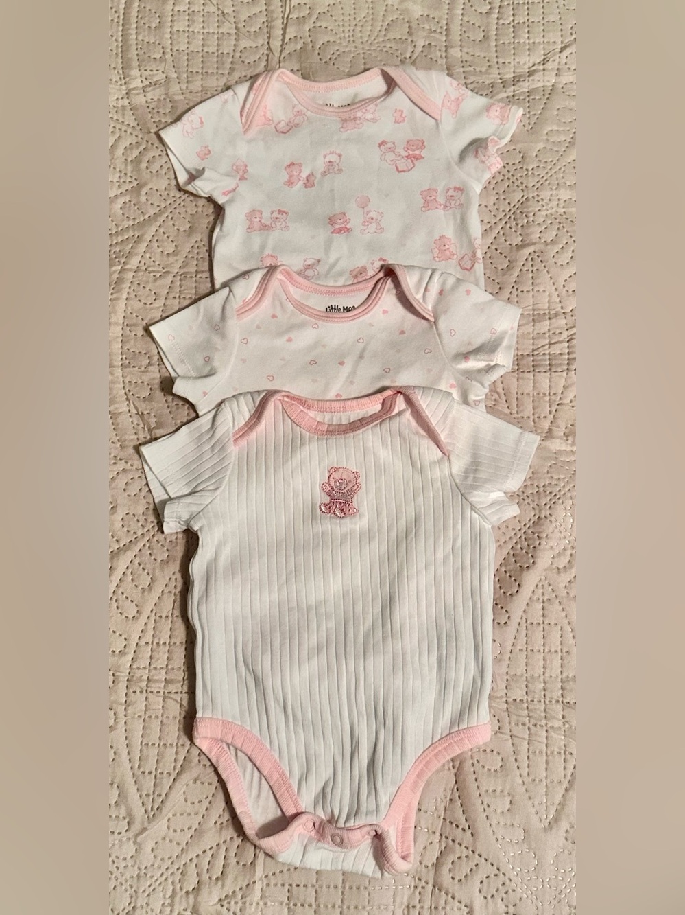 Little Me Baby Girls 3 Months 3pc set of onesie’s Great Used Condition